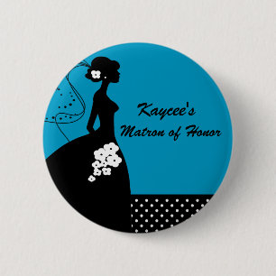 Blue Silhouette Bride Matron of Honour Button