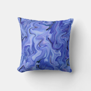 Blue silk abstract cushion