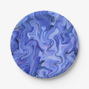 Blue silk abstract paper plate