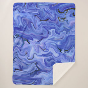 Blue silk abstract sherpa blanket