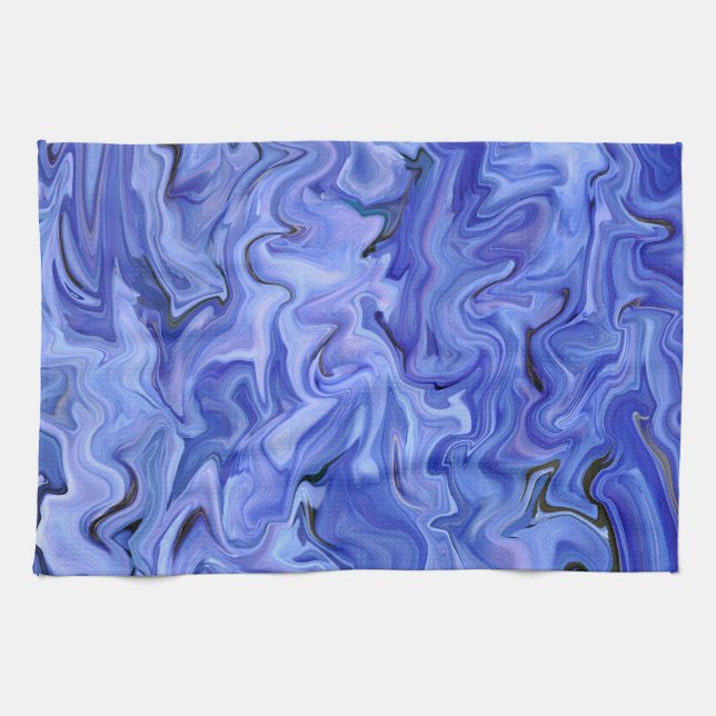Blue silk abstract        tea towel (Horizontal)