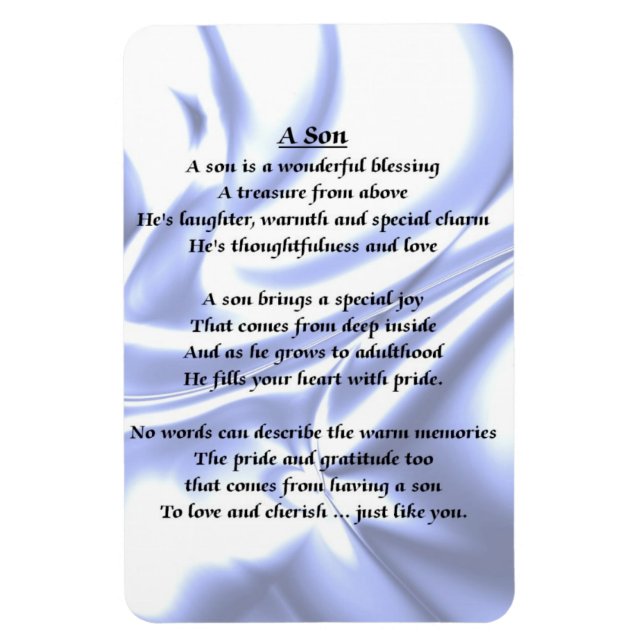 Blue Silk Design - Son Poem Magnet (Vertical)