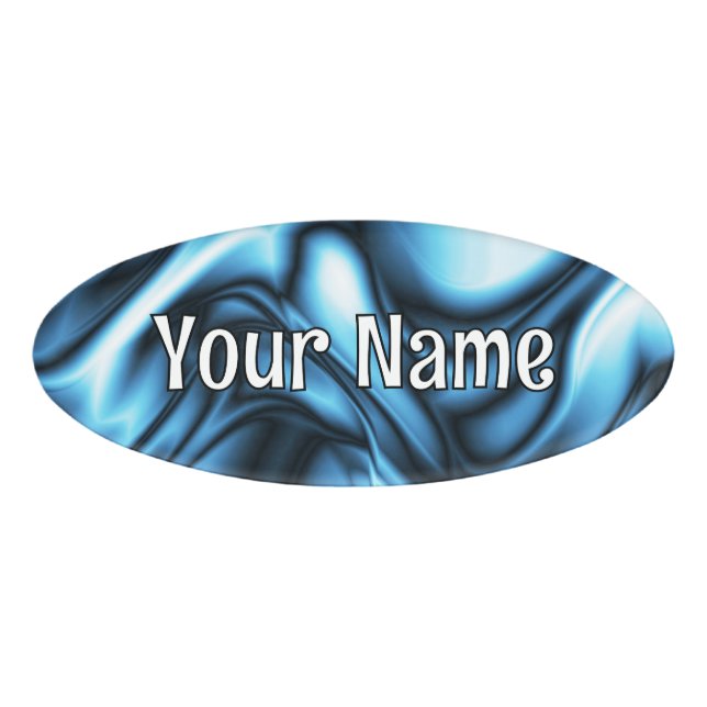 Blue Silk wave Name Tag (Front)