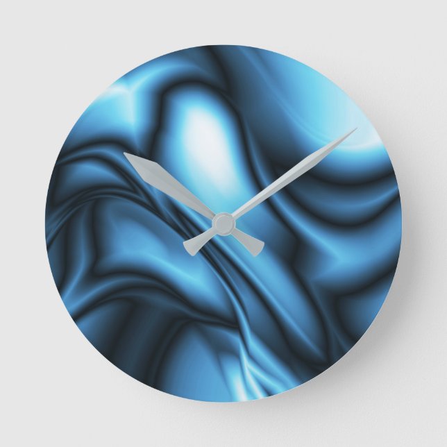 Blue Silk wave Round Clock (Front)