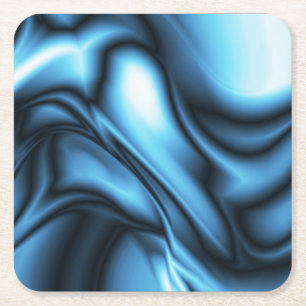 Blue Silk wave Square Paper Coaster