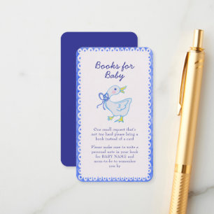 Blue Silly Goose Baby Shower Book Request Enclosure Card