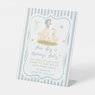 Blue Silly Goose Baby Shower How Big is Her Belly Pedestal Sign