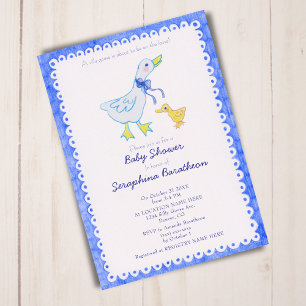 Blue Silly Goose Baby Shower Invitation