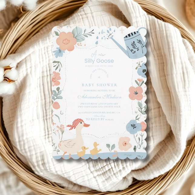 Blue  Silly Goose Baby Shower  Invitation (Creator Uploaded)