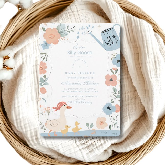 Blue  Silly Goose Baby Shower  Invitation (Creator Uploaded)