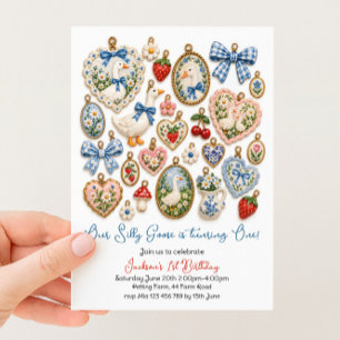 Blue Silly Goose Birthday Invitation