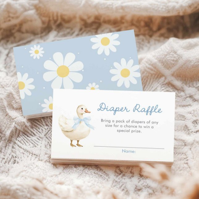 Blue Silly Goose Boy Baby Shower Diaper Raffle Enclosure Card (Blue Silly goose diaper raffle ticket card)