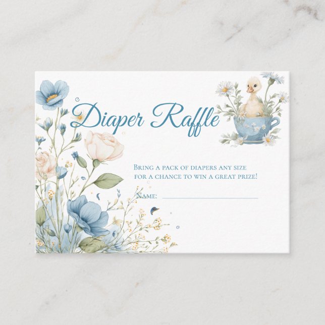 Blue Silly Goose Diaper Raffle Ticket Enclosure Card (Front)