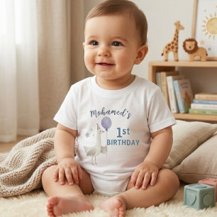Blue Silly Goose First Birthday Kids Personalized Baby T-Shirt