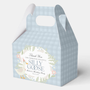 Blue Silly Goose Floral Gingham Birthday Favour Box