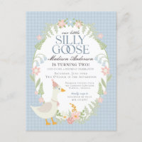 Blue Silly Goose Floral Gingham Birthday Party
