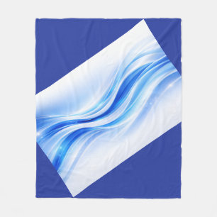 Blue & Silver Abstract Wave Blanket – Modern Flowi