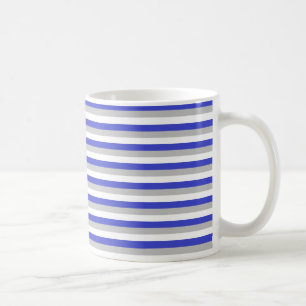 Blue, Silver and White Stripes Coffee Mug