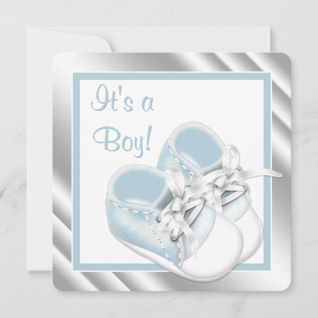 Blue Silver Baby Boy Shower Invitation (Front)