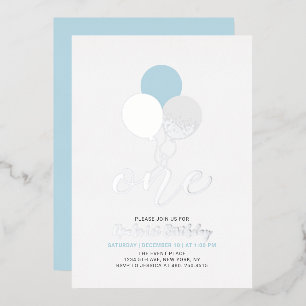 Blue & Silver Balloons One 1st Boy Birthday Party 
