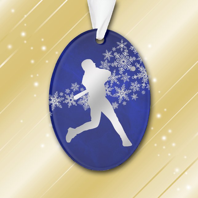 Blue Silver Baseball Player Ornament (Creator Uploaded)