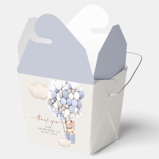 Blue Silver Bear Balloons Favour Box (Opened)