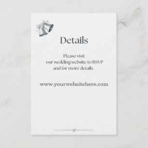Blue Silver Bells Wedding Website Details Card