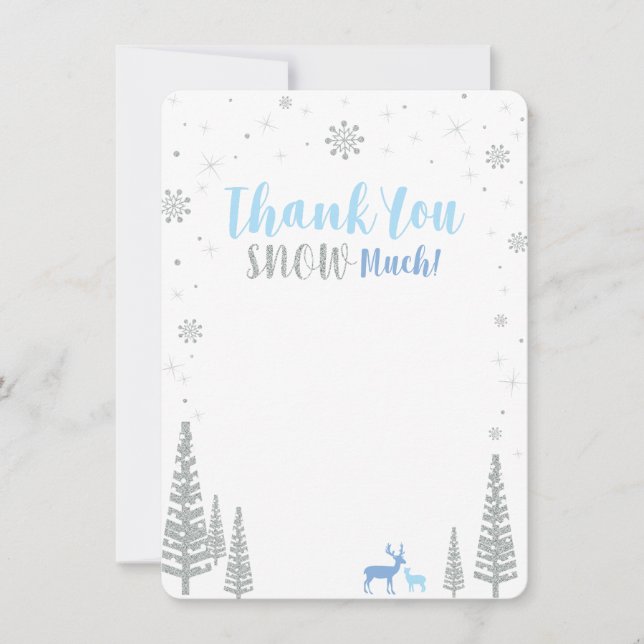 Blue & Silver Boy Winter wonderland Thank you Card (Front)