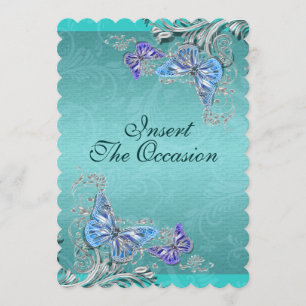 Blue silver bridal shower invitation