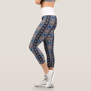 blue silver capri leggings
