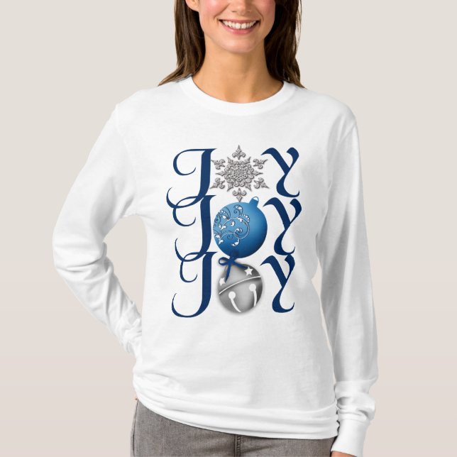 Blue Silver Christmas Joy Shirt (Front)