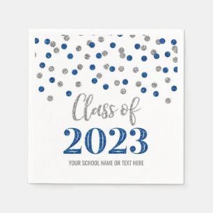 Blue Silver Confetti Class of 2023  Napkin