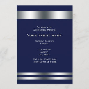 Blue Silver Elegant Dinner Party Event Invitation