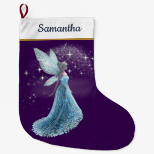 Blue & Silver Fairy Christmas Stocking – Winter St