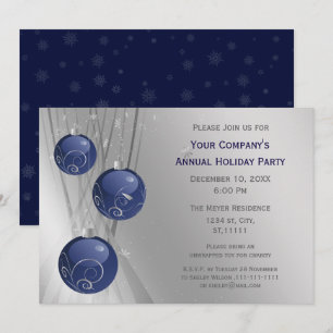 Blue Silver Festive Corporate holiday party Invite