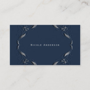 Blue & Silver Frame Elegant Vintage Glam Chic Business Card
