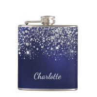 Blue silver glitter dust monogram name script
