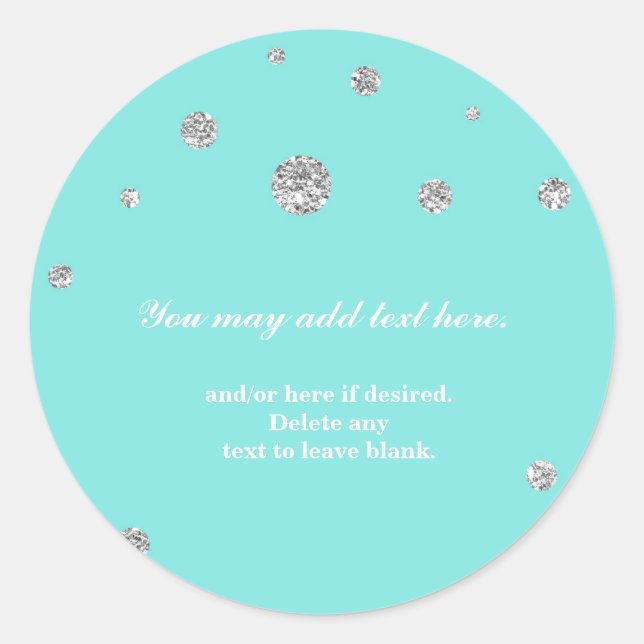 Blue & Silver Glitter Modern Dots Sticker (Front)