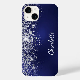 Blue silver glitter name script Case-Mate iPhone 14 case