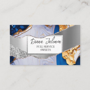 Blue Silver Glitter Women's DIY Beauty Business Card