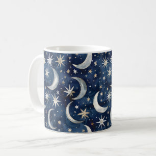 Blue Silver Gold Stars Coffee Mug