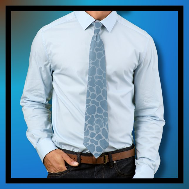 Blue Silver Grey Leopard Print  Tie (Go wild and calm at the same time with this stylish blue, silver and grey leopard print tie. )