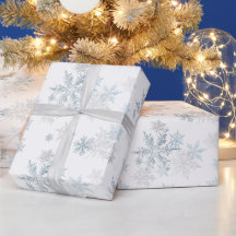 Blue Silver Grey Snowflake Wonderland
