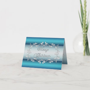 Blue, Silver Holly Vines Corporate Christmas Card