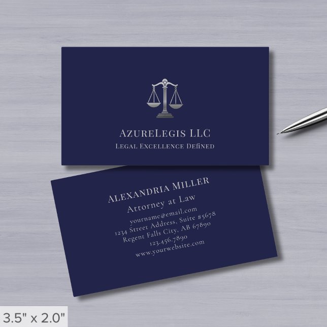 Blue Silver Justice Legal Business Card (Creator Uploaded)