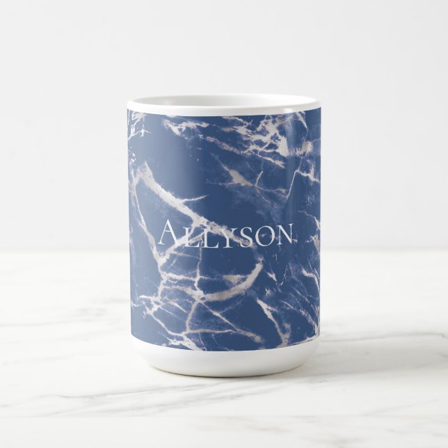 Blue Silver Marble Coffee Mug (Center)