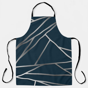 Blue Silver Modern Geometric Apron