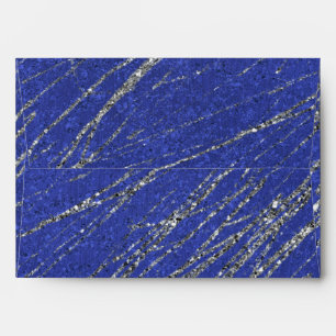 Blue & Silver Modern Glam Marble Stripe Party Envelopes