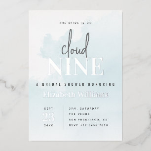 Blue & Silver Modern On Cloud 9 Bridal Shower