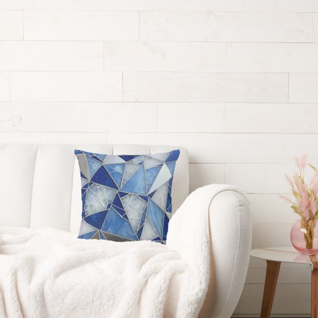 blue silver mosaic 1 cushion (Couch)
